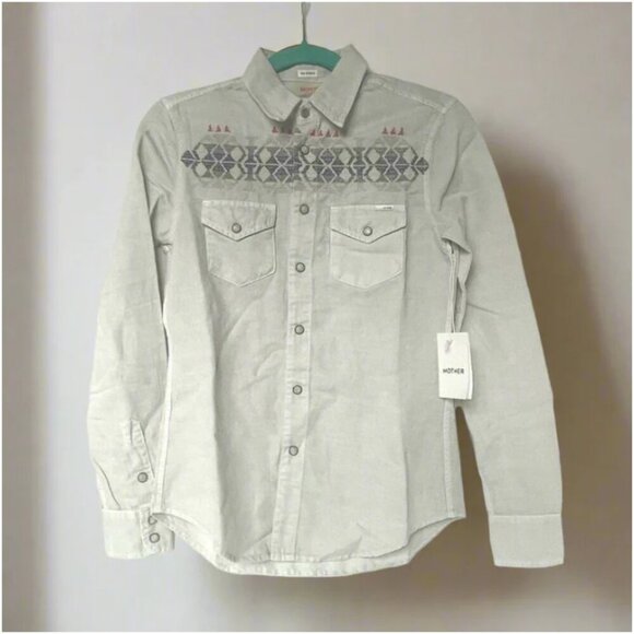 Mother Western Shirt Womens XS Ivory All My Ex's Snap Extra Small Embroidered - Picture 2 of 10